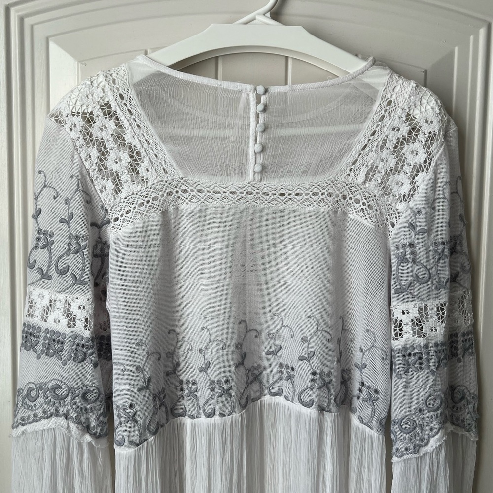 Free People Sweet Sunny Days Lace Midi Tunic Dress L - Picture 6 of 15
